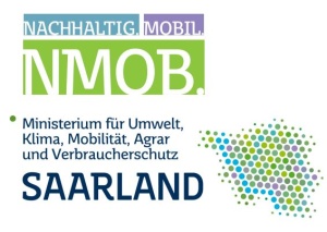 Logo "Nachhaltig Mobil" Ministerium für Umwelt, Klima, Mobilität und Verbraucherschutz Saarland