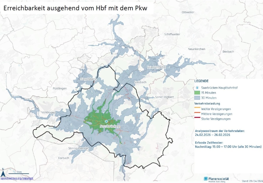 Diagramm zur Erreichbarkeit im Kfz-Verkehr