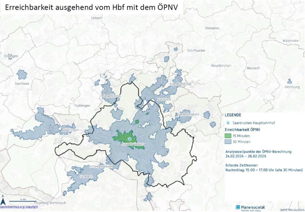 Diagramm zur Erreichbarkeit im Kfz-Verkehr